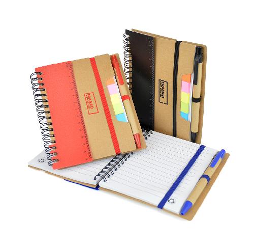 Custom Notebooks Recycled Card Cover Matching Pen - Sticky Flags